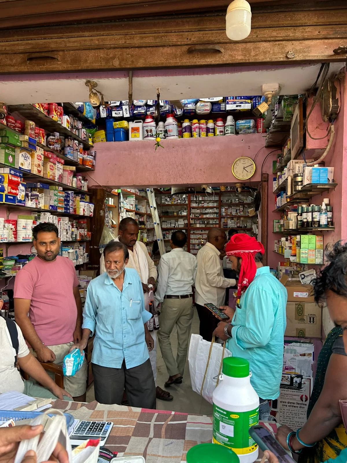Janta Medical Store (जनता मेडिकल स्टोर) pharmacy entrance on main market road in Pipiganj